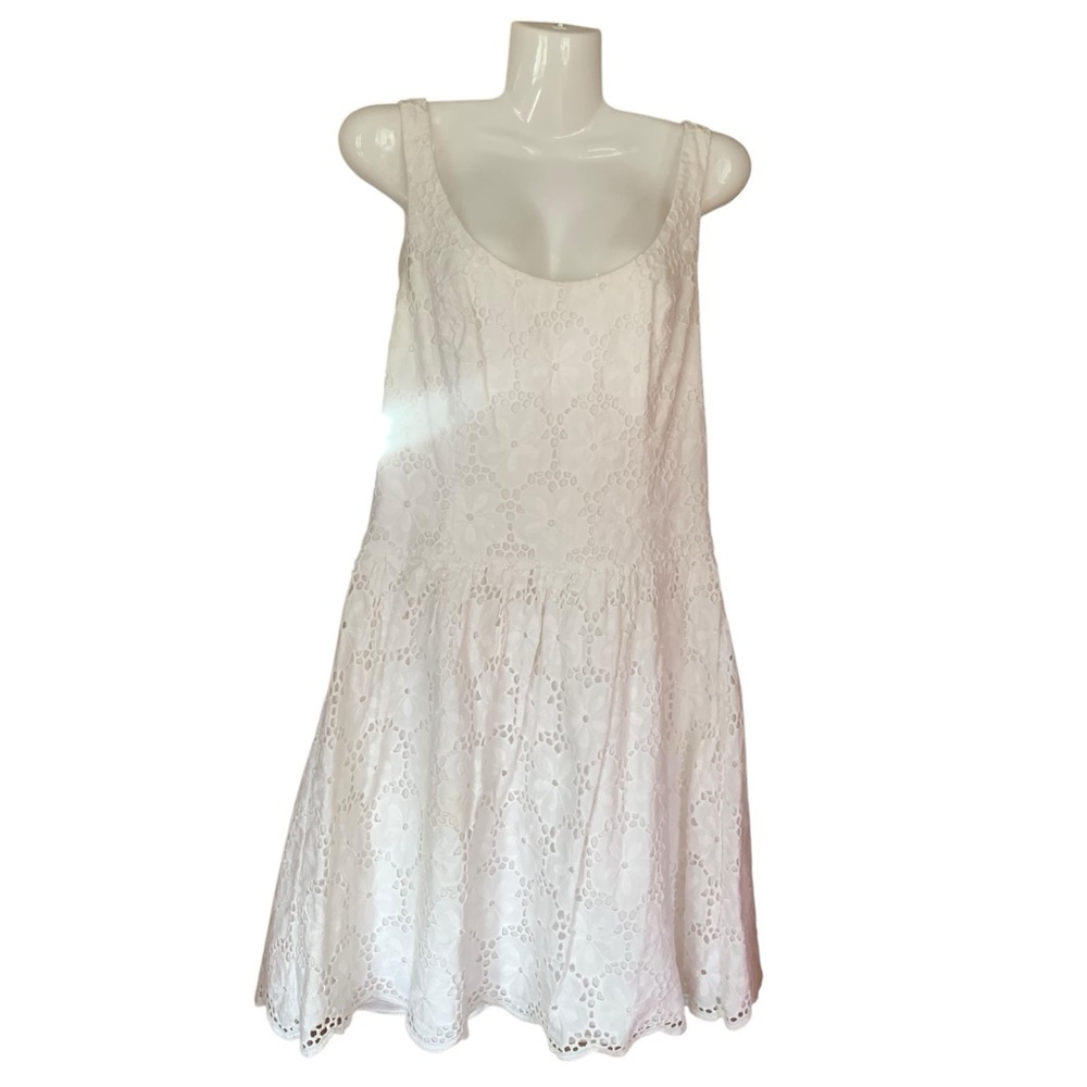 LILLY PULITZER White Eyelet Lace Fit Flare Mini Dress Size 6